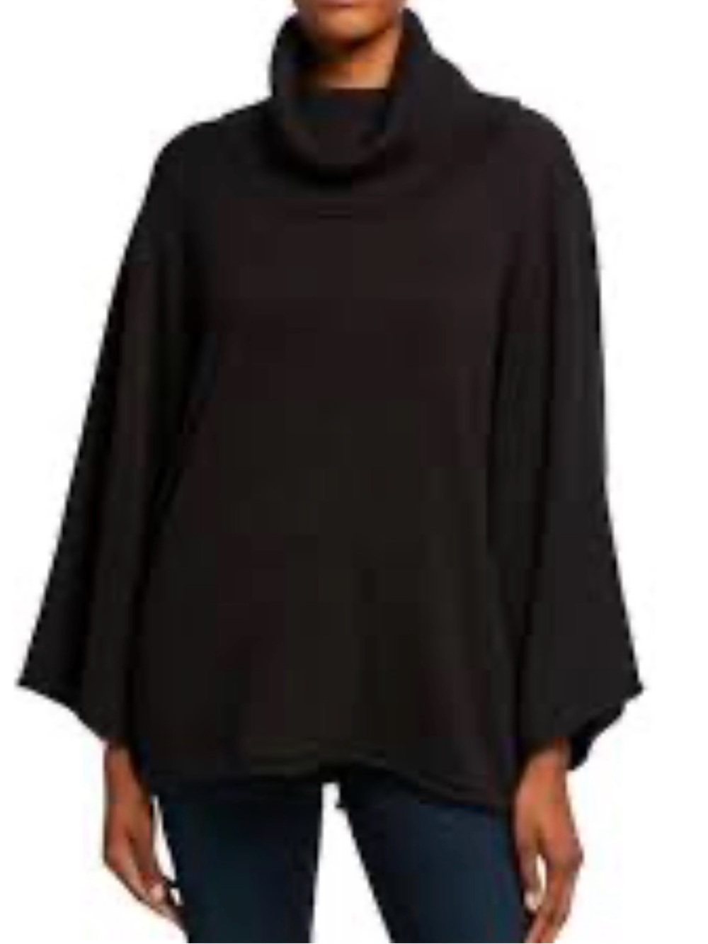 BCBGMAXAZRIA Black Oversized Turtleneck Poncho Sweater XS/S Cozy